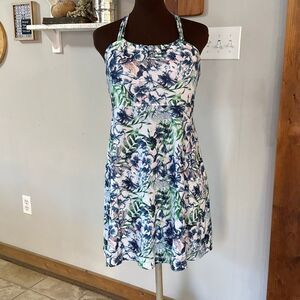Prana Pristine mini dress womens size medium white bali floral print tropical ra